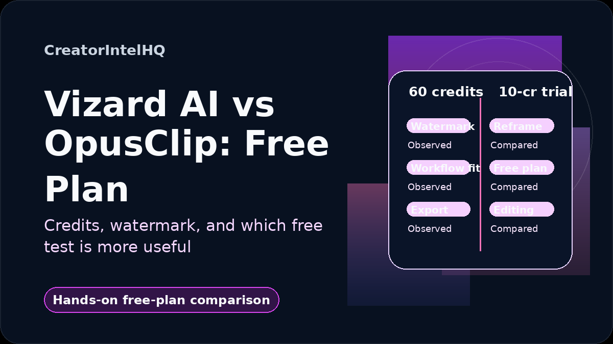 Vizard AI vs OpusClip free-plan comparison based on hands-on workflow evidence.